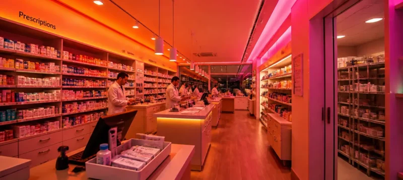 Example architecture for multi-location pharmacy management software